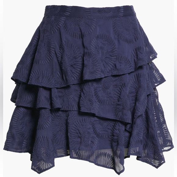 NWT TED BAKER LONDON BLUE FLORAL TIERD MINI SKIRT